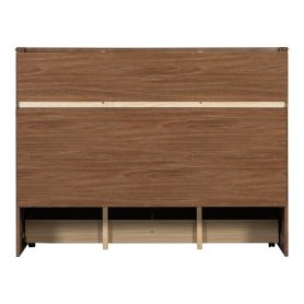 Pine Wood Cabinet Bed with Charging Station and Ripple Decoration Panels