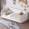 Twin Size Floor Bed with Upholstered Headboard and Armrests
