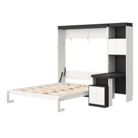 Full Size Murphy Bed With Desk And Storage Shelves And Cabinets