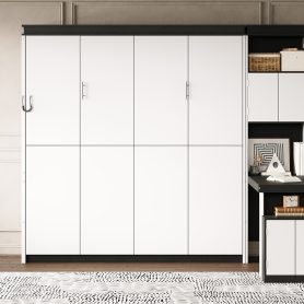 Queen Size Murphy Bed with Desk and Storage Shelves and Cabinets