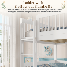 Twin Over Twin Pine Wood Bunk Bed With 2 Drawers, Convertible into 2 Twin Beds