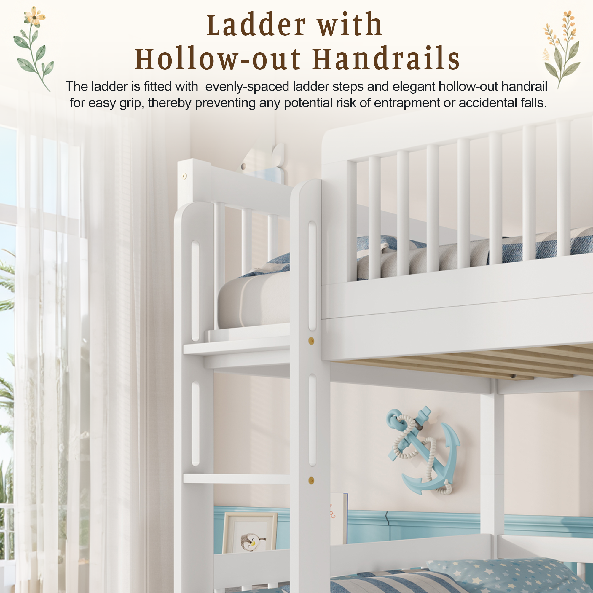 Twin Over Twin Pine Wood Bunk Bed With 2 Drawers, Convertible into 2 Twin Beds