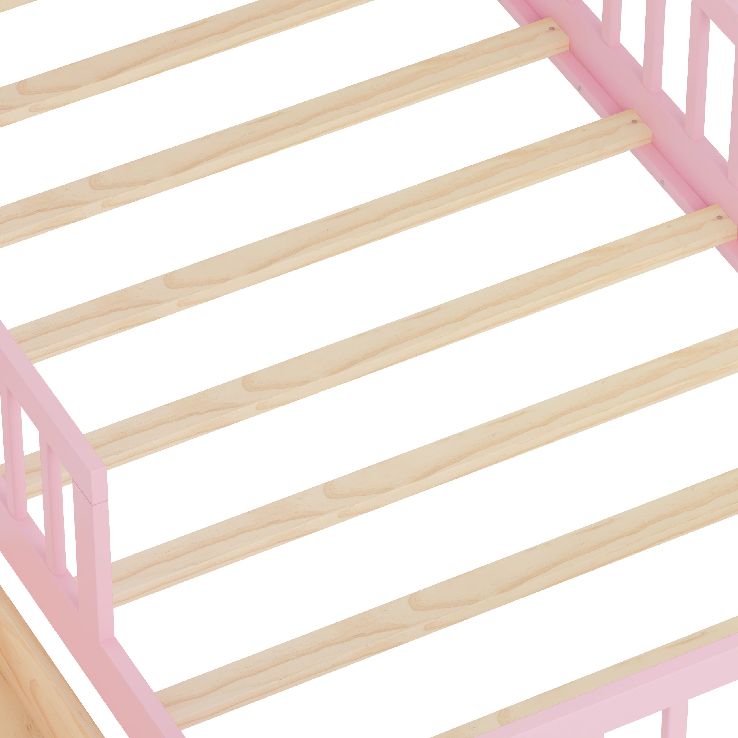 Twin Size Bed with Headboard Storage Rack, Two Under-Bed Drawers, Three-Side Guardrails for Safety and Securit