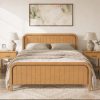 Wood Queen Bed Frame With Headboard, Noise-free Design, No Box Spring Needed