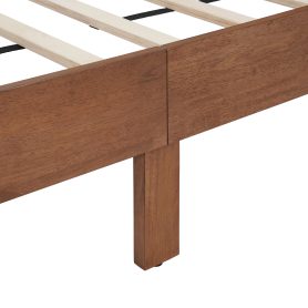 Full Size Solid Rubber Wooden Bed With Upholstered Headboard