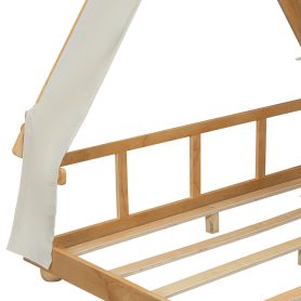 Full Size House Bed with Tent and Light