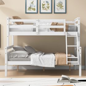 Twin Over Full Bunk Bed With Ladder, Safety Guardrail
