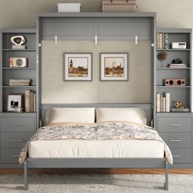Full Size Murphy Bed with Storage Shelves and Drawers