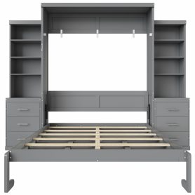 Full Size Murphy Bed with Storage Shelves and Drawers