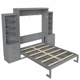 Full Size Murphy Bed with Storage Shelves and Drawers