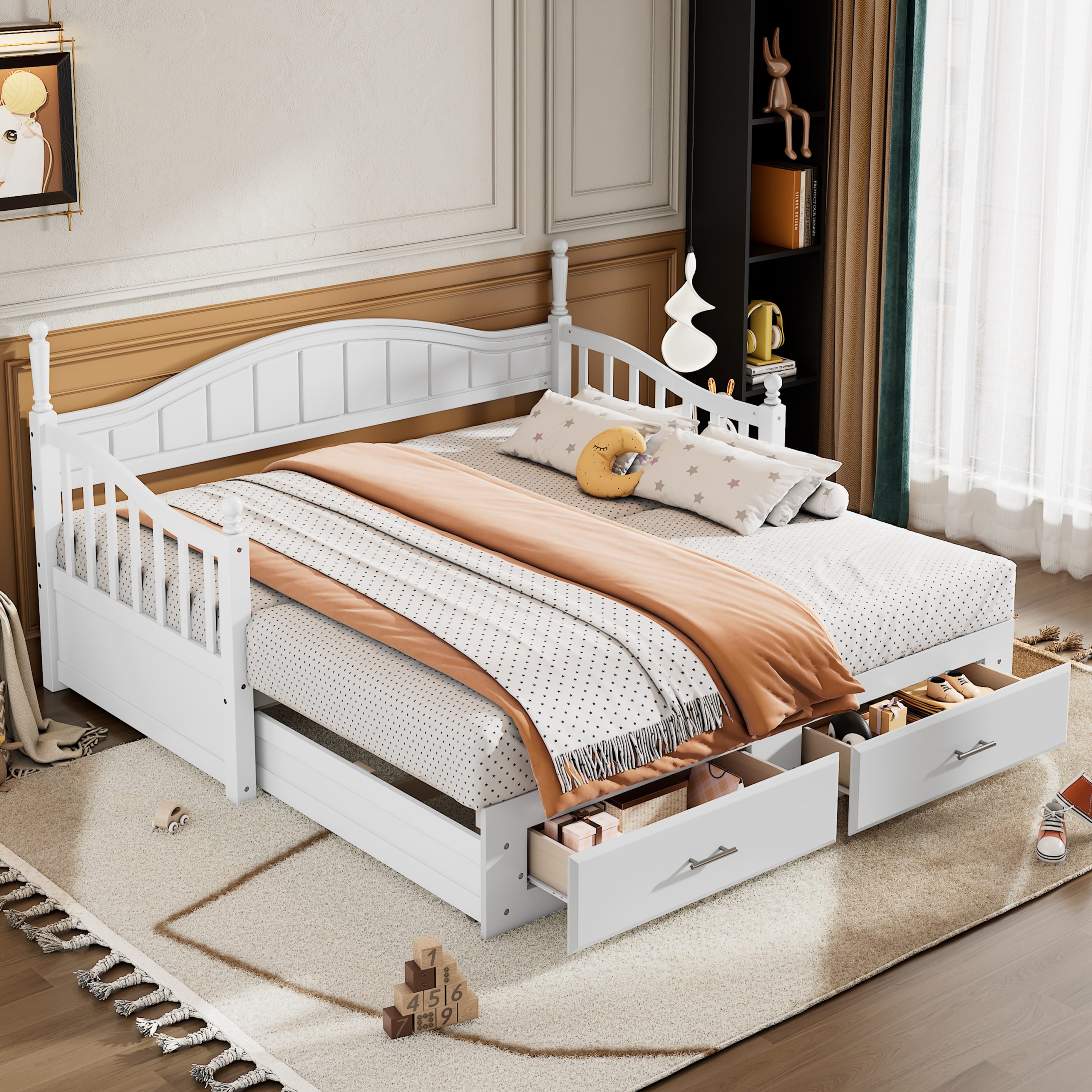 Wooden Twin Size Daybed with Twin Size Trundle