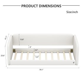 Twin Size Floor Bed with Upholstered Headboard and Armrests
