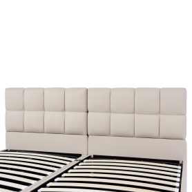 Twin Size Upholstered Platform Bed With A Hydraulic Storage System, Set Of 2