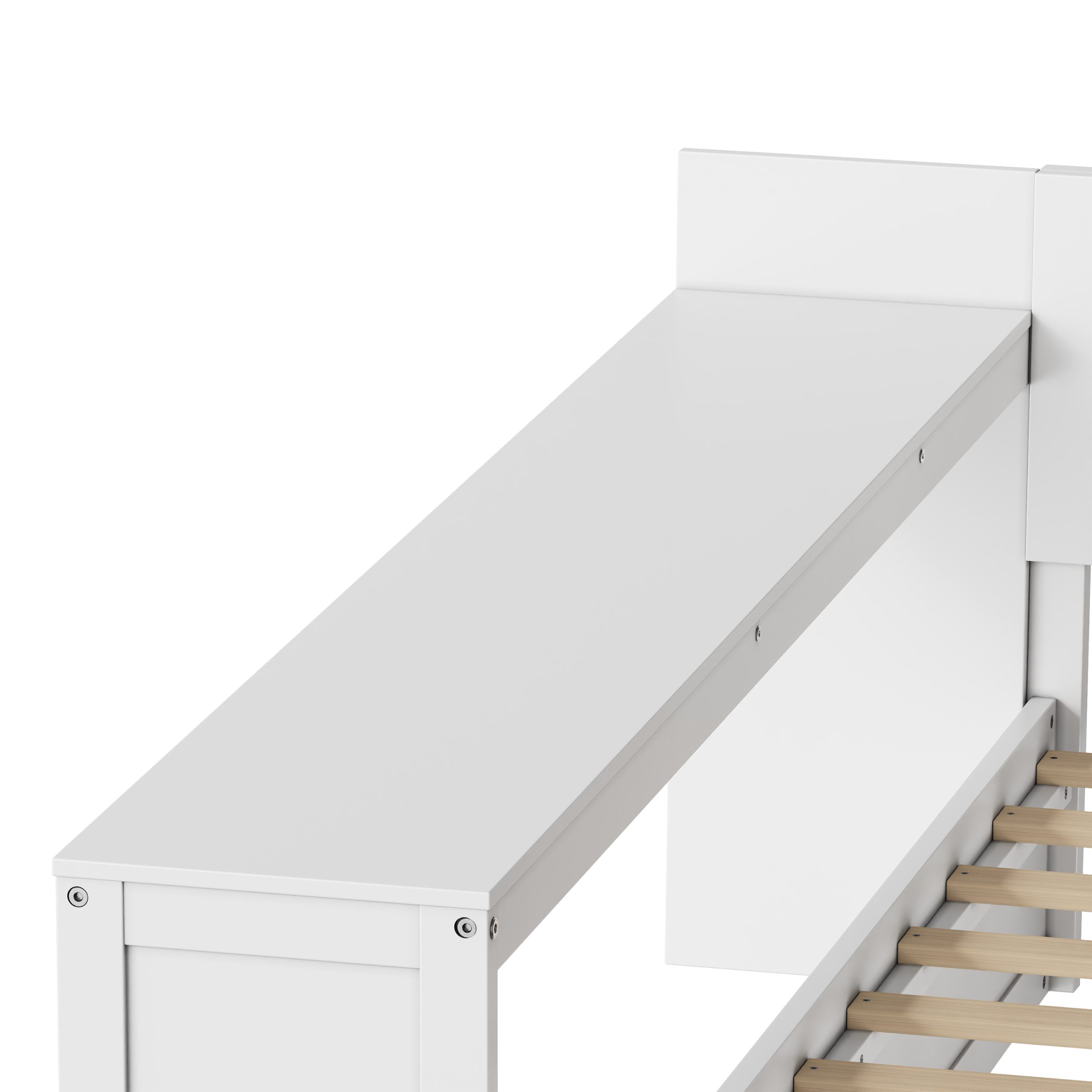 Twin Platform Bed Frame Set with Adjustable Storage Desk