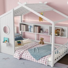 Twin Size Floor House Bed for Toddler, Kids