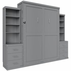 Full Size Murphy Bed with Storage Shelves and Drawers