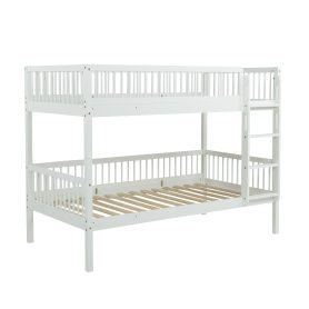 Twin Over Twin Pine Wood Bunk Bed With 2 Drawers, Convertible into 2 Twin Beds