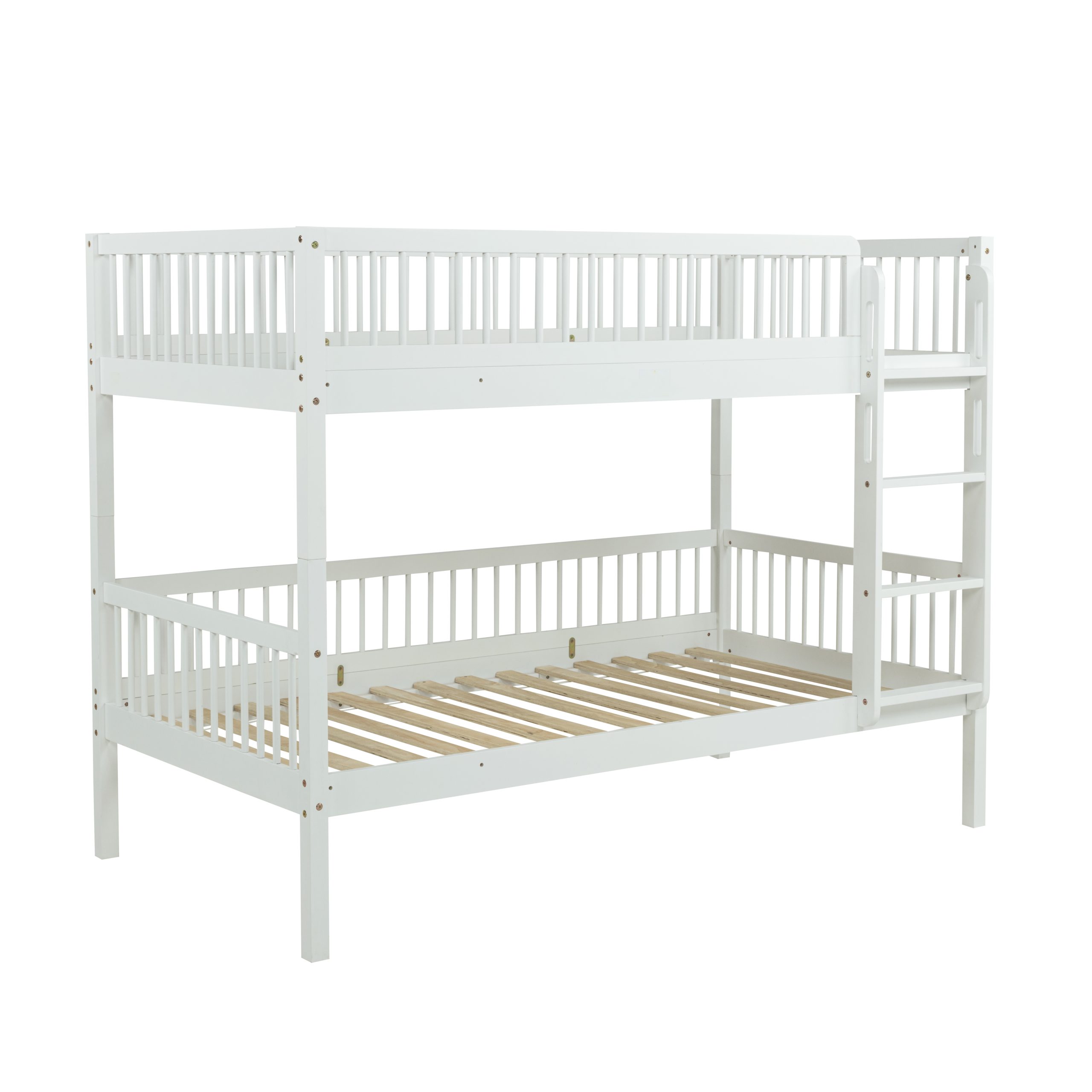 Twin Over Twin Pine Wood Bunk Bed With 2 Drawers, Convertible into 2 Twin Beds