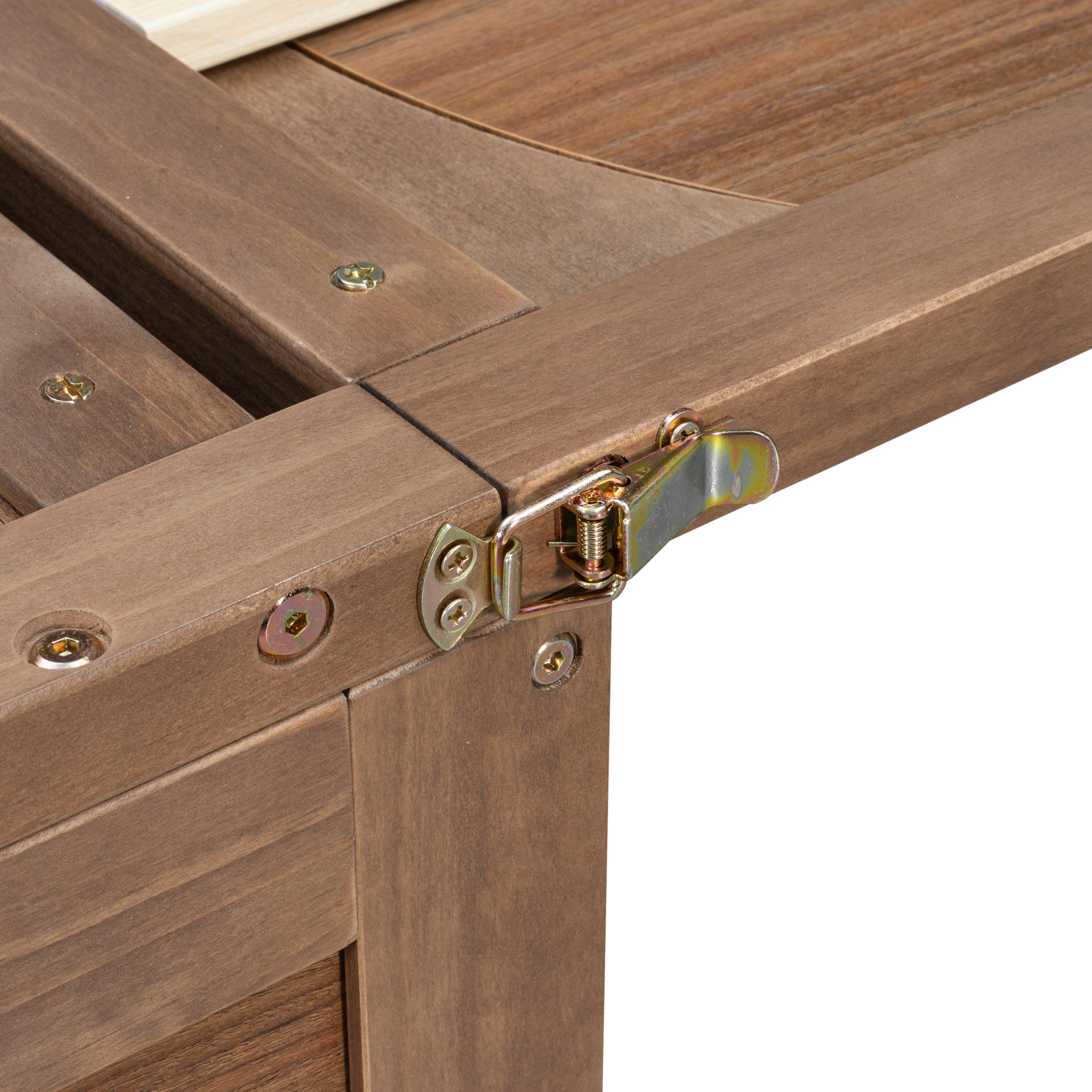 Pine Wood Cabinet Bed with Charging Station and Ripple Decoration Panels