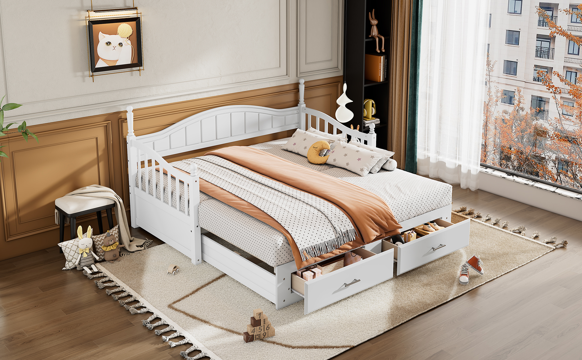 Wooden Twin Size Daybed with Twin Size Trundle