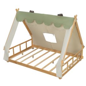 Full Size House Bed with Tent and Light