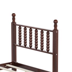 Retro Style Twin Size Wood Platform Bed With Gourd Shaped Headboard