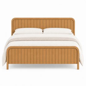Wood King Bed Frame With Headboard, Noise-free Design, No Box Spring Needed
