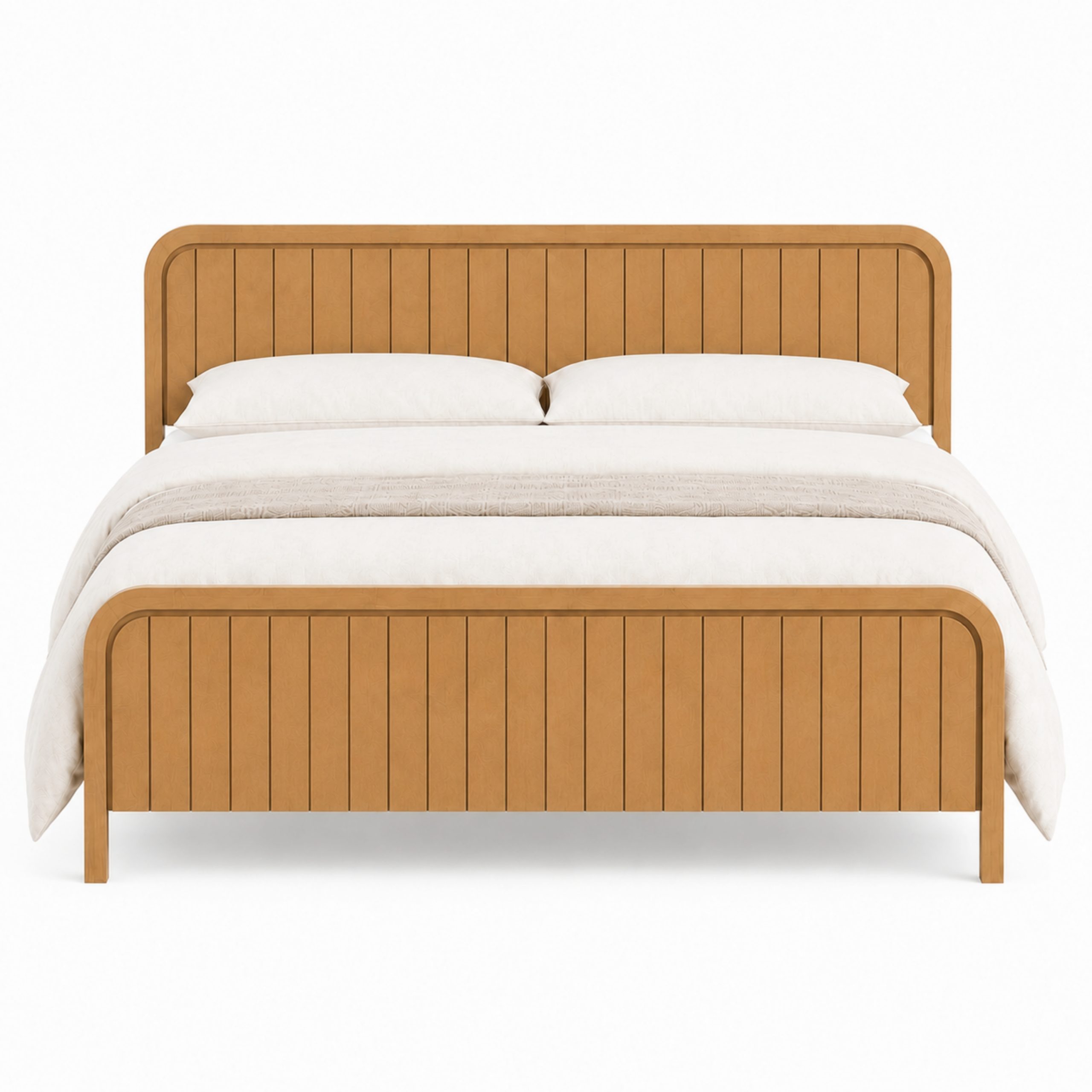 Wood King Bed Frame With Headboard, Noise-free Design, No Box Spring Needed