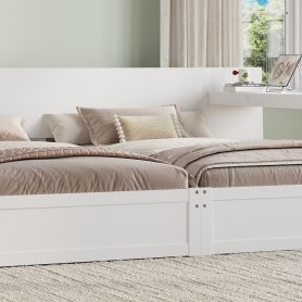 Twin Platform Bed Frame Set with Adjustable Storage Desk