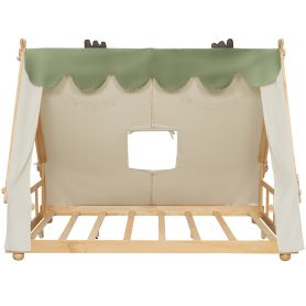 Full Size House Bed with Tent and Light