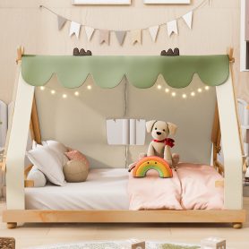 Full Size House Bed with Tent and Light