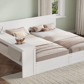 Twin Platform Bed Frame Set with Adjustable Storage Desk