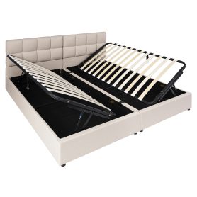 Twin Size Upholstered Platform Bed With A Hydraulic Storage System, Set Of 2
