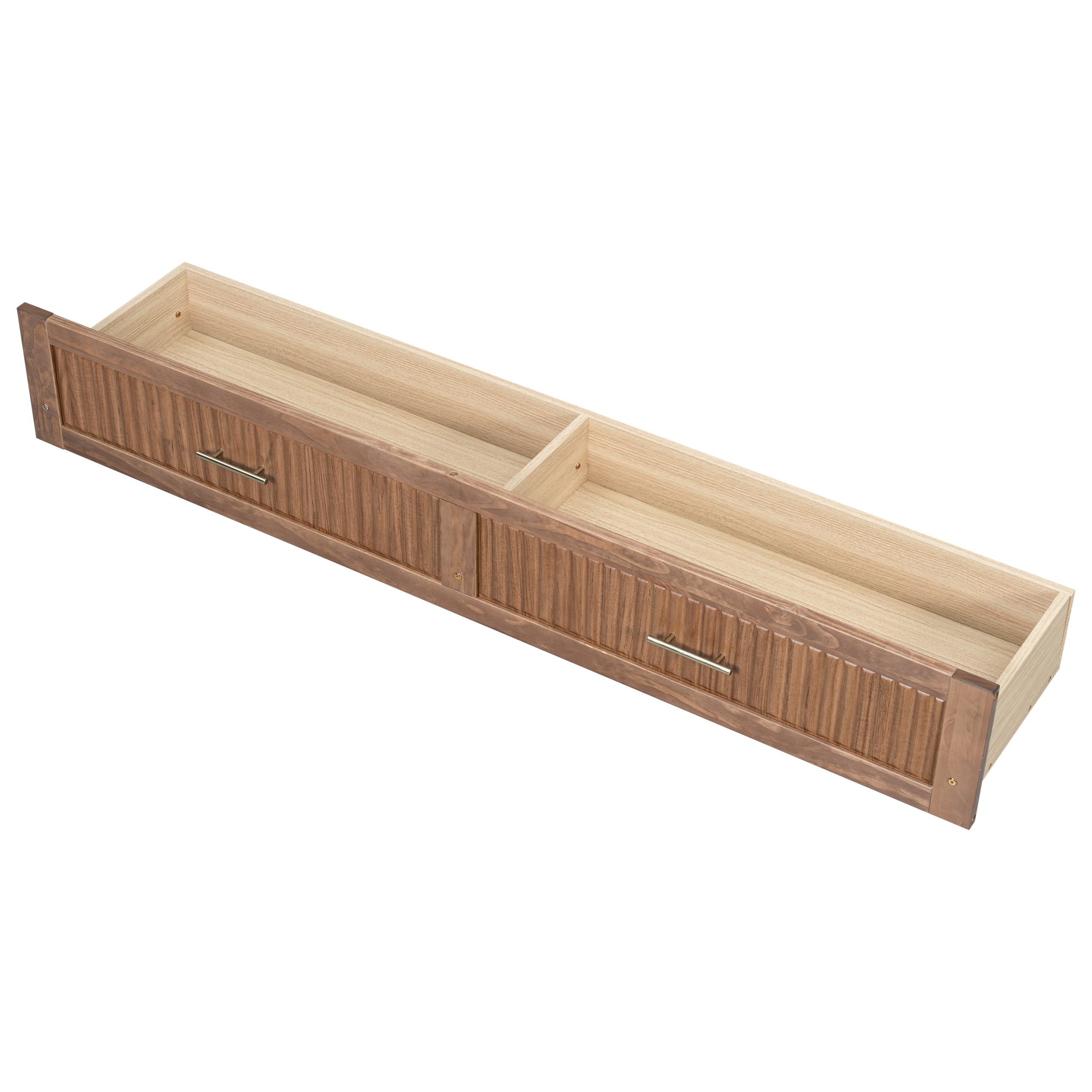 Pine Wood Cabinet Bed with Charging Station and Ripple Decoration Panels