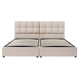 Twin Size Upholstered Platform Bed With A Hydraulic Storage System, Set Of 2