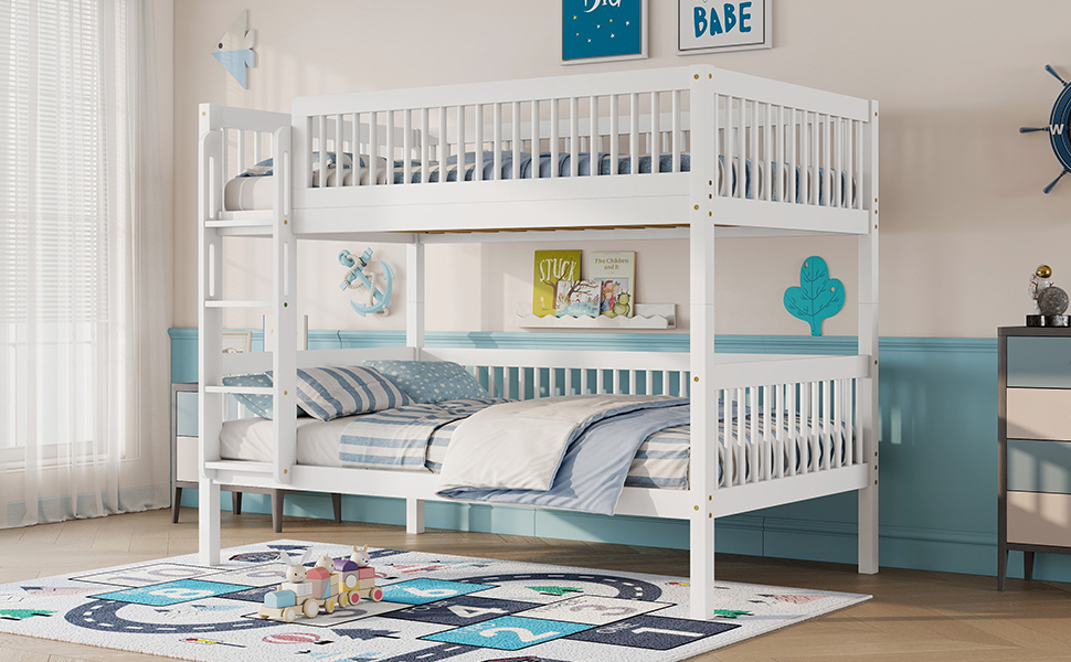Twin Over Twin Pine Wood Bunk Bed With 2 Drawers, Convertible into 2 Twin Beds