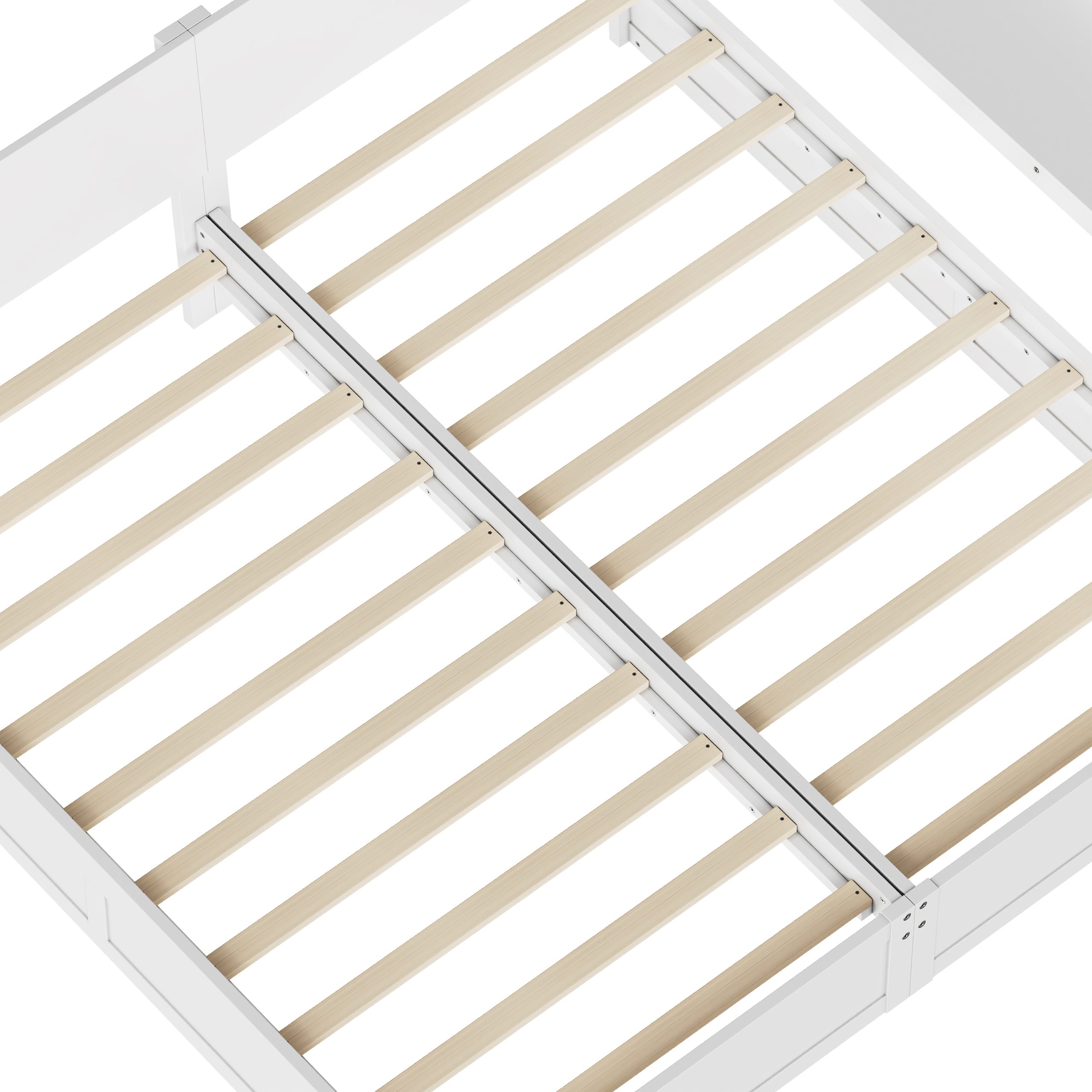 Twin Platform Bed Frame Set with Adjustable Storage Desk