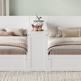Twin Platform Bed Frame Set with Adjustable Storage Desk