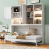 Twin Size Murphy Bed with Top Cabinet, Shelves and Light & USB