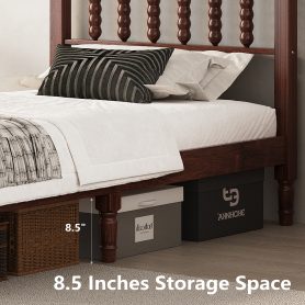 Retro Style Twin Size Wood Platform Bed With Gourd Shaped Headboard