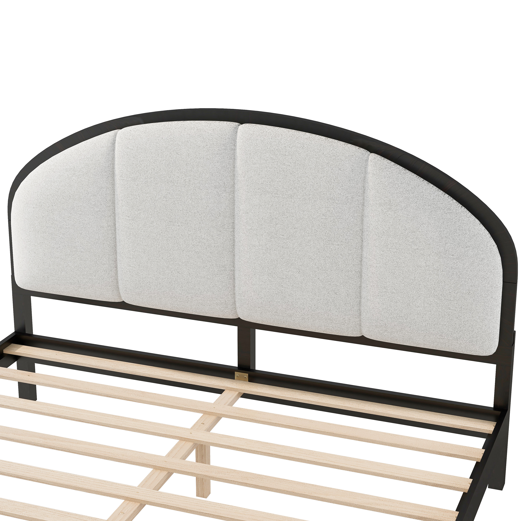 Queen Size Upholstered Platform Bed Frame With Linen Headboard