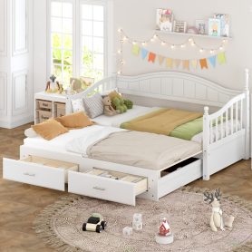 Wooden Twin Size Daybed with Twin Size Trundle