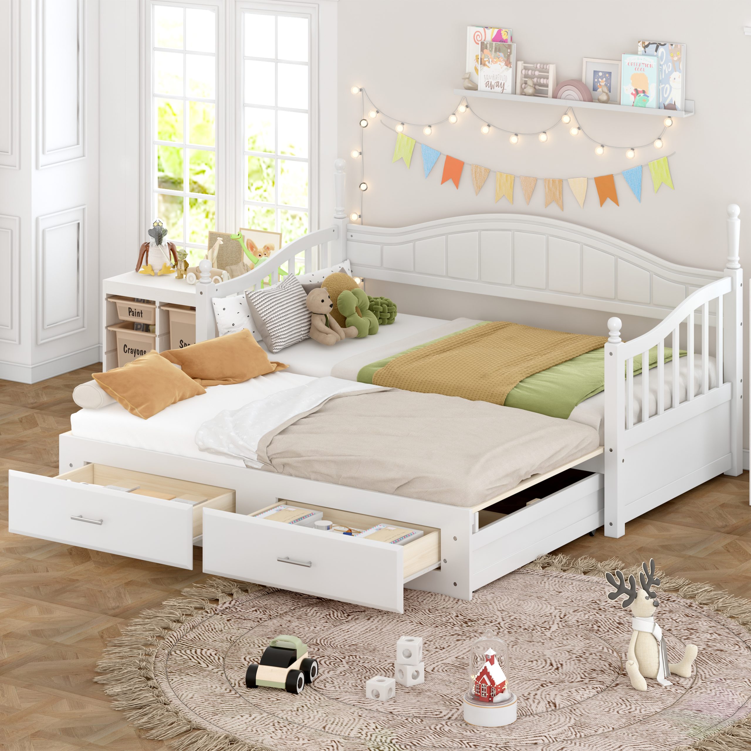 Wooden Twin Size Daybed with Twin Size Trundle