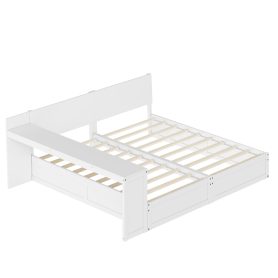 Twin Platform Bed Frame Set with Adjustable Storage Desk