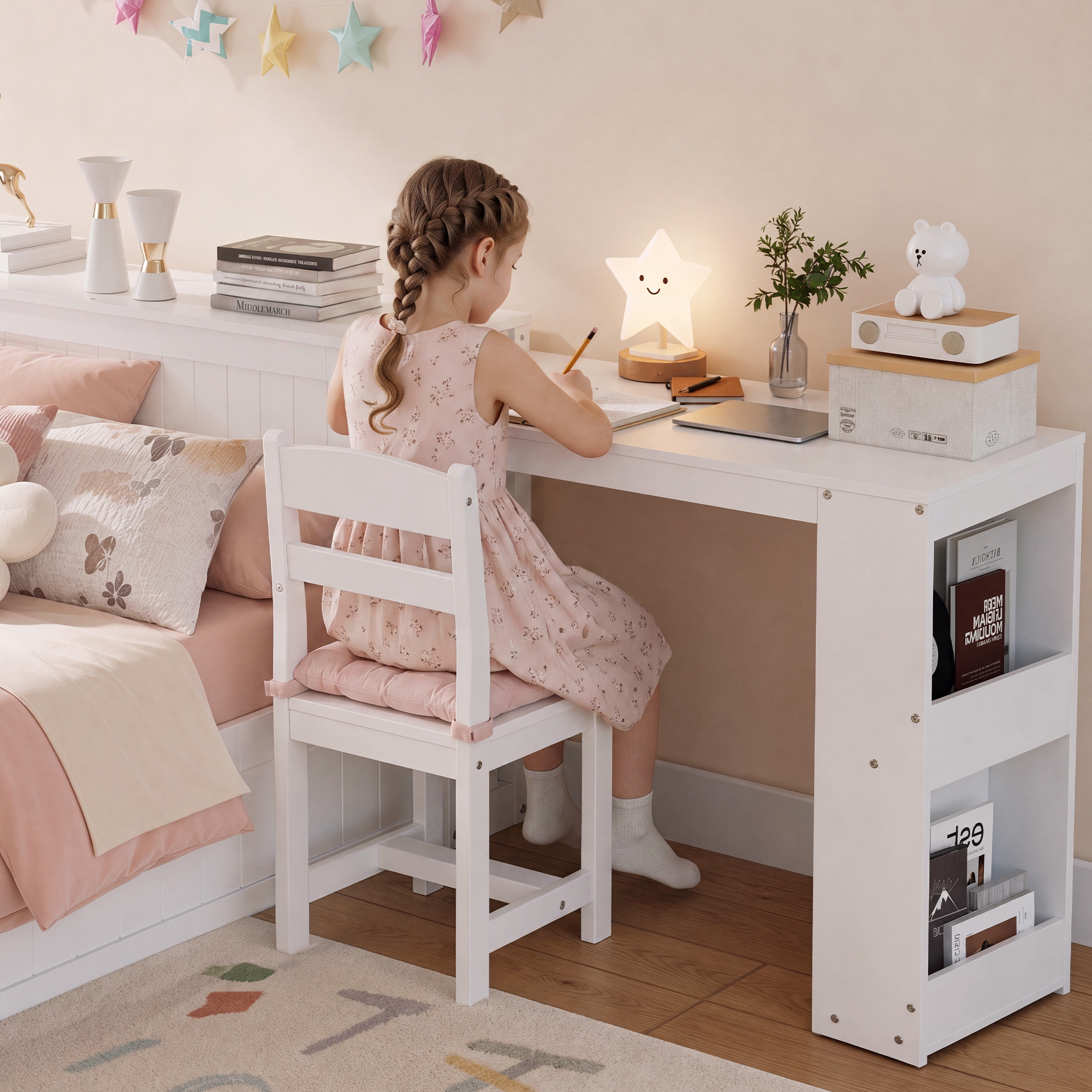 Twin Wood Bed Frame with wide Headboard, Footboard Drawers & Side Shelves