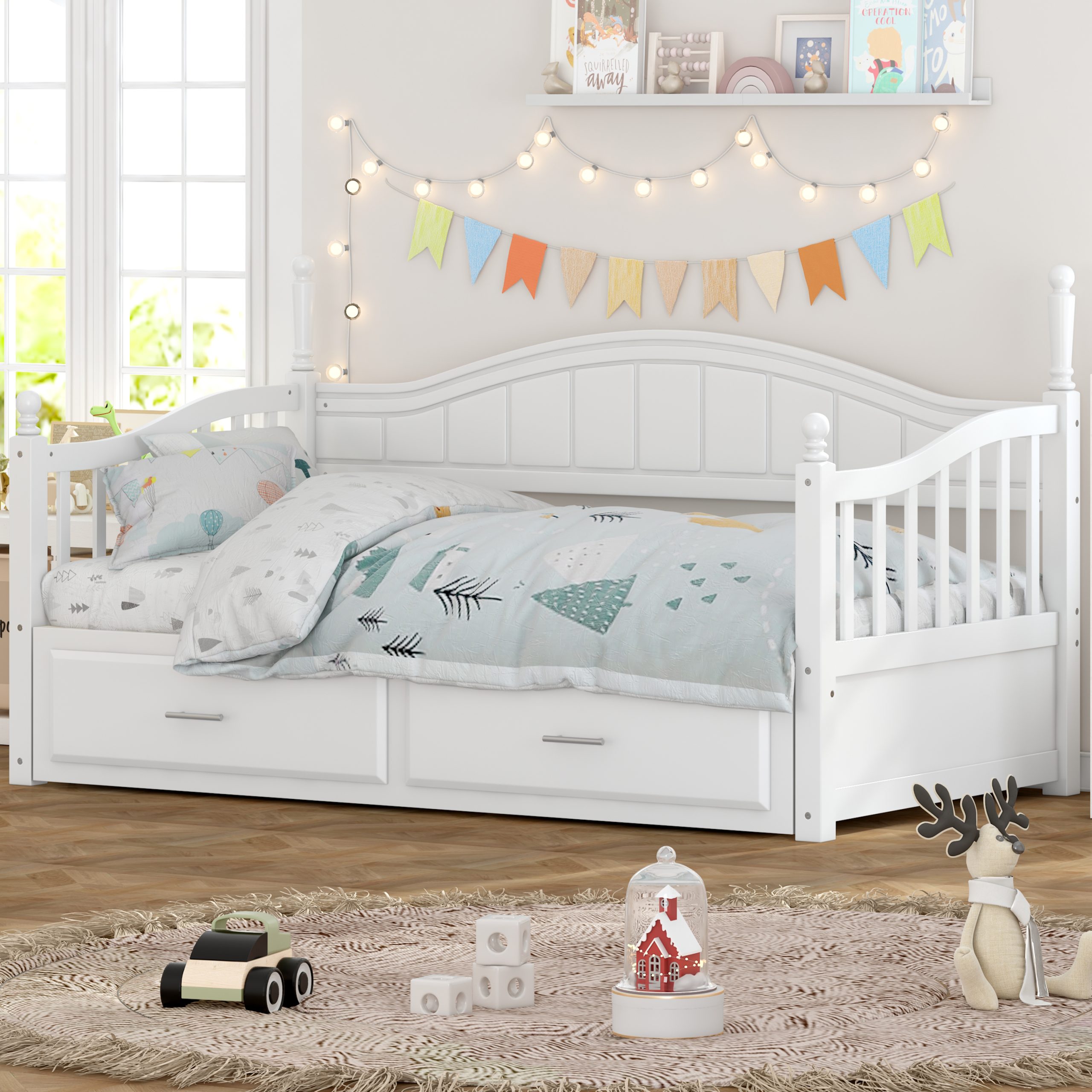 Wooden Twin Size Daybed with Twin Size Trundle