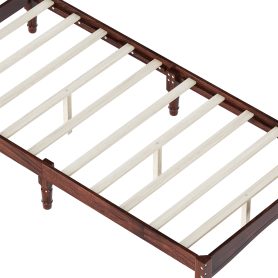 Retro Style Twin Size Wood Platform Bed With Gourd Shaped Headboard