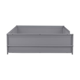 Full Size Rubber Wood Floor Bed with Guardrails, Built-in Book Rack