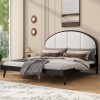 Queen Size Upholstered Platform Bed Frame With Linen Headboard