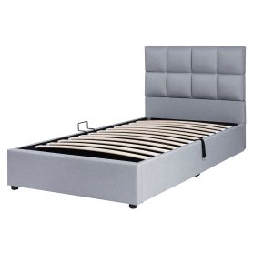 Twin Upholstered Platform Bed With A Hydraulic Storage System